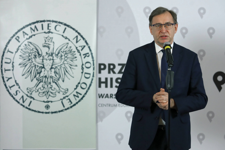 Warszawa, 13.04.2021. Prezes Instytutu Pamięci Narodowej Jarosław Szarek. Fot. PAP/T. Gzell