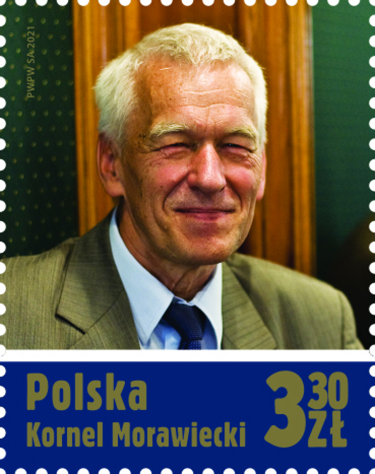 Kornel Morawiecki na znaczku Poczty Polskiej. Źródło: Poczta Polska