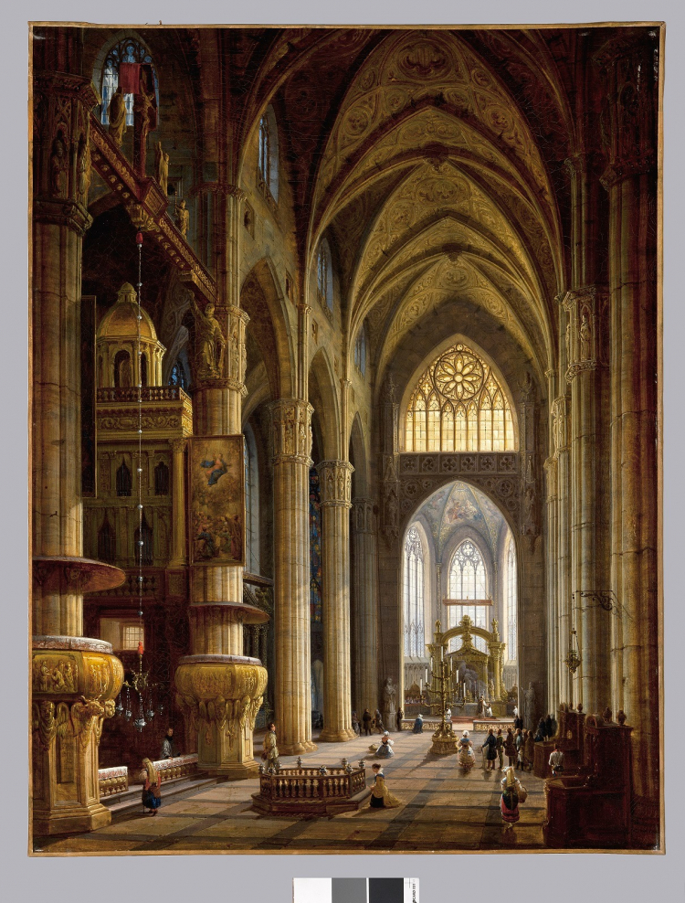 „Wnętrze katedry w Mediolanie” Marcina Zaleskiego. Źródło: www.facebook.com/mkdnis