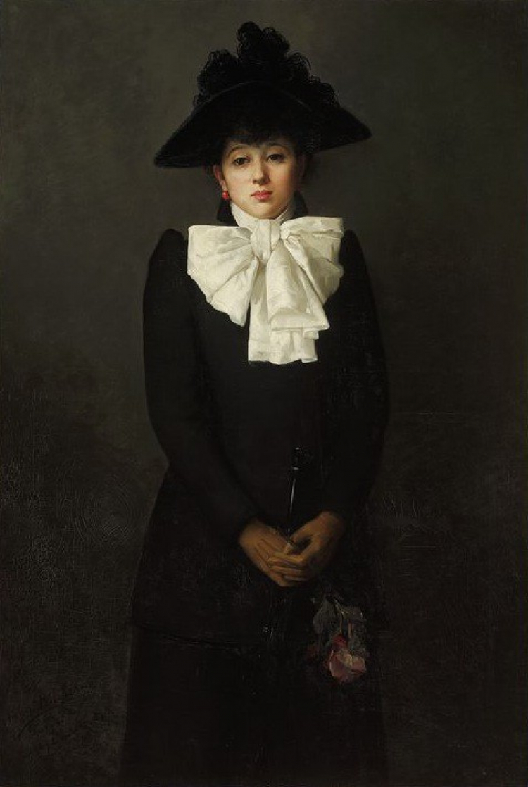 Anna Bilińska, Portret młodej kobiety z różą w ręku, 1892, olej, płótno. Źródło: Muzeum Narodowe w Warszawie