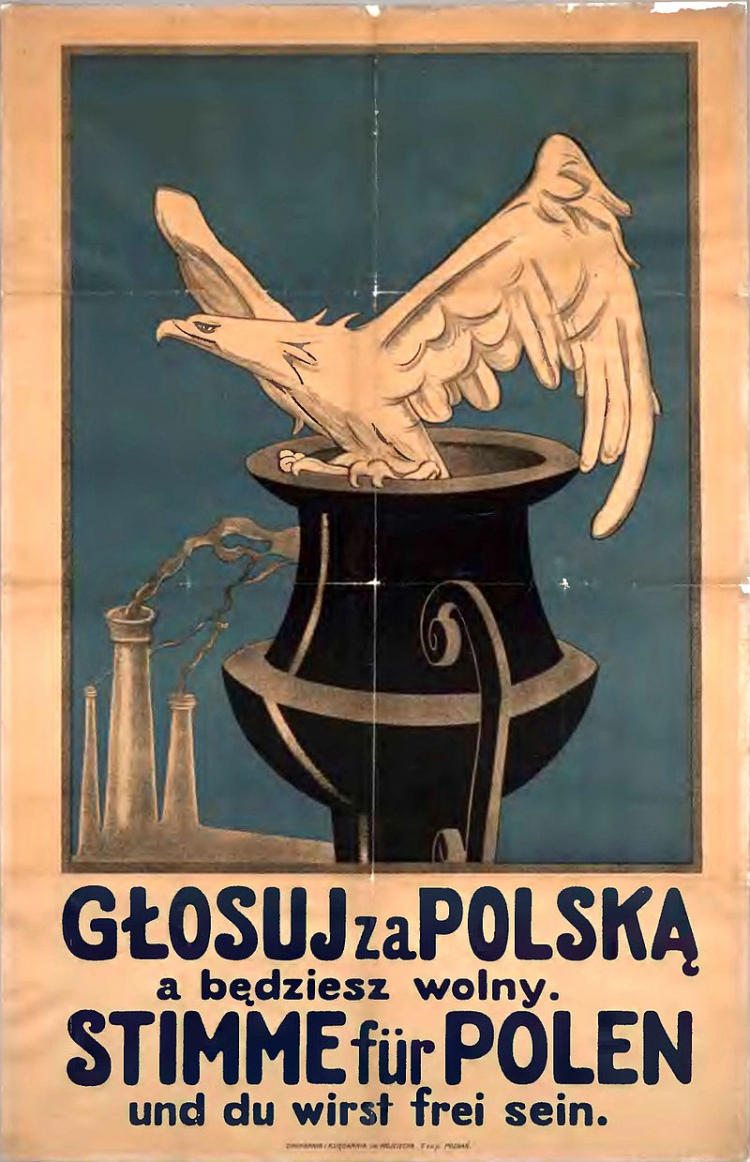 Polski plakat propagandowy z okresu plebiscytu. Fot. Wikimedia Commons