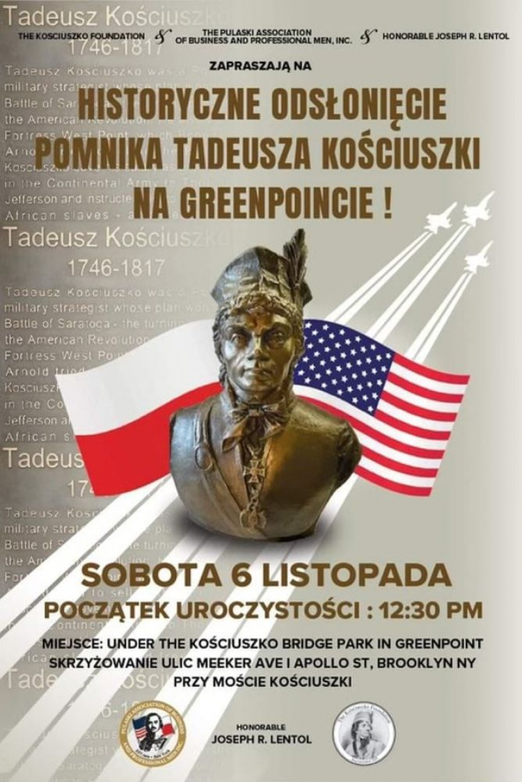 Odsłonięcie pomnika Tadeusza Kościuszki na Greenpoincie 