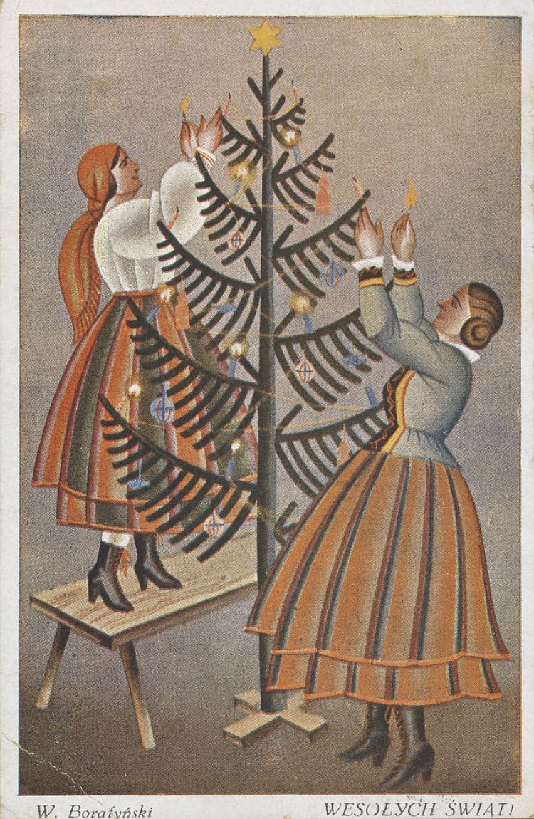 Kartka świąteczna z 1935 r. Źródło: CBN Polona