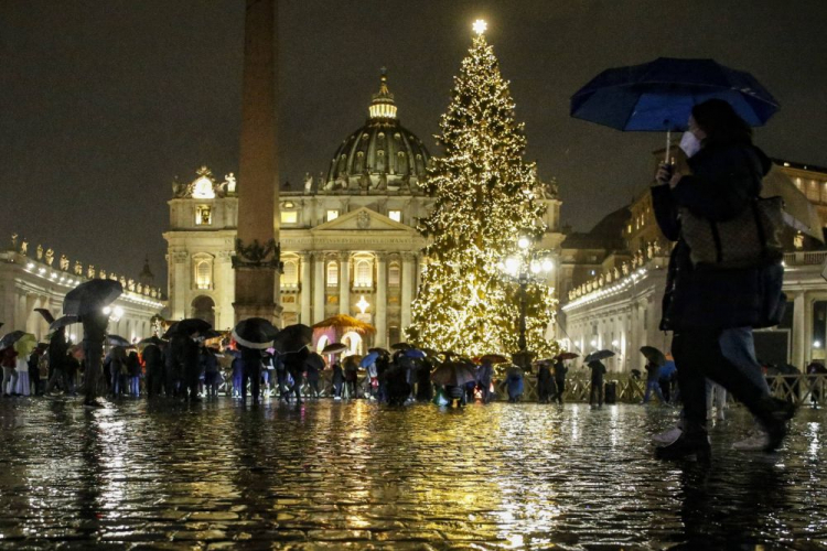 Choinka na pl. Świętego Piotra w Watykanie. 10.12.2021. Fot. PAP/EPA