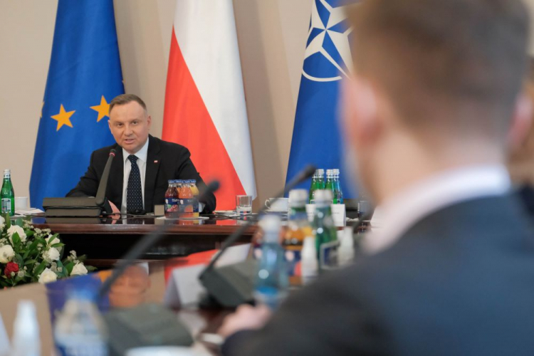 Warszawa, 08.03.2022. Prezydent RP Andrzej Duda podczas posiedzenia Rady ds. Bezpieczeństwa i Obronności Narodowej Rady Rozwoju, w Belwederze w Warszawie. Fot. PAP/M. Marek