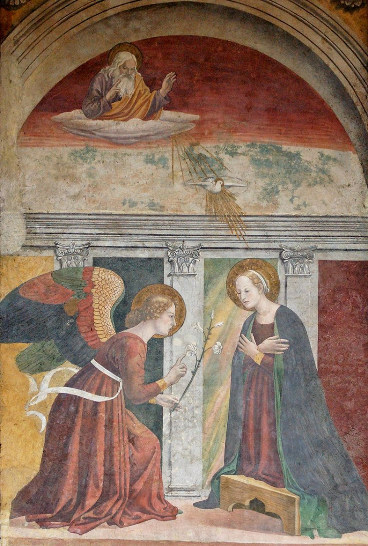 Zwiastowanie Pańskie pędzla Melozzo da Forlì. Źródło: Wikimedia Commons