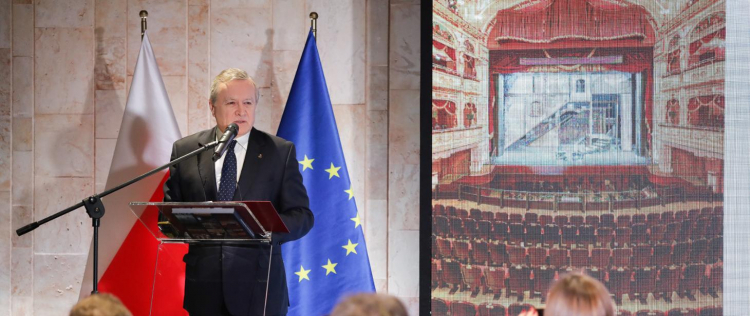 Piotr Gliński podczas otwarcia konferencji „Fundusze Europejskie w Kulturze. Podsumowanie i perspektywy”. Źrodło: twitter.com/kultura_gov_pl