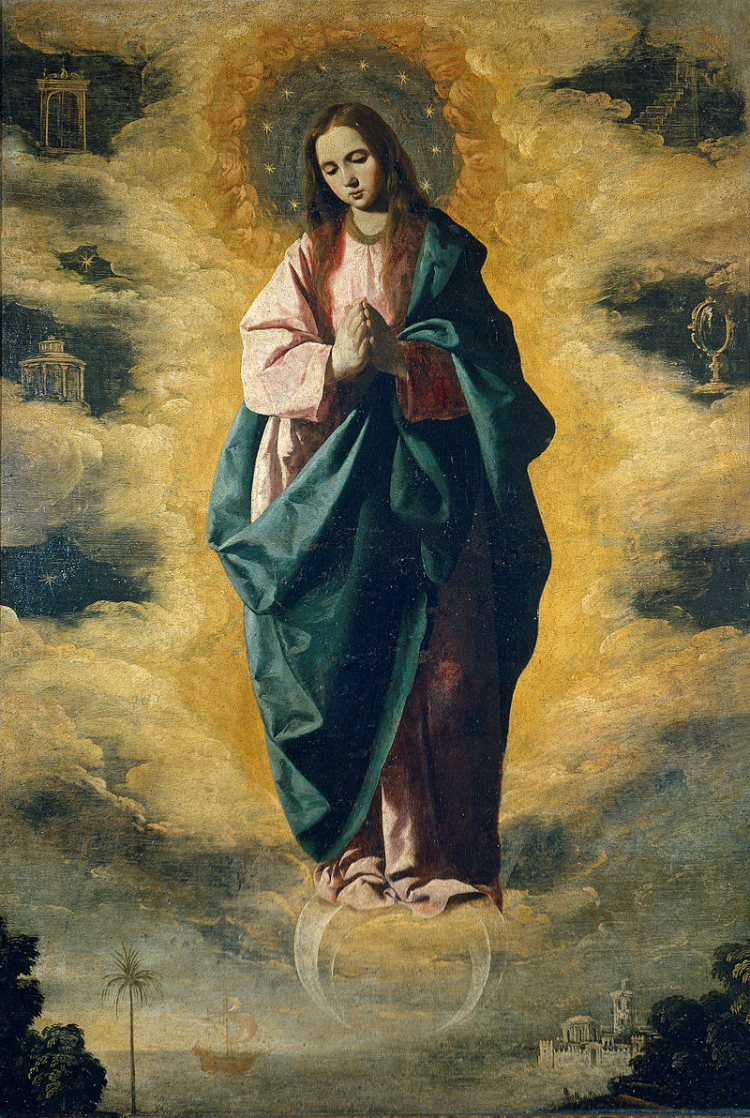 Niepokalane Poczęcie na obrazie Francisco de Zurbarána. Źródło: Wikimedia Commons