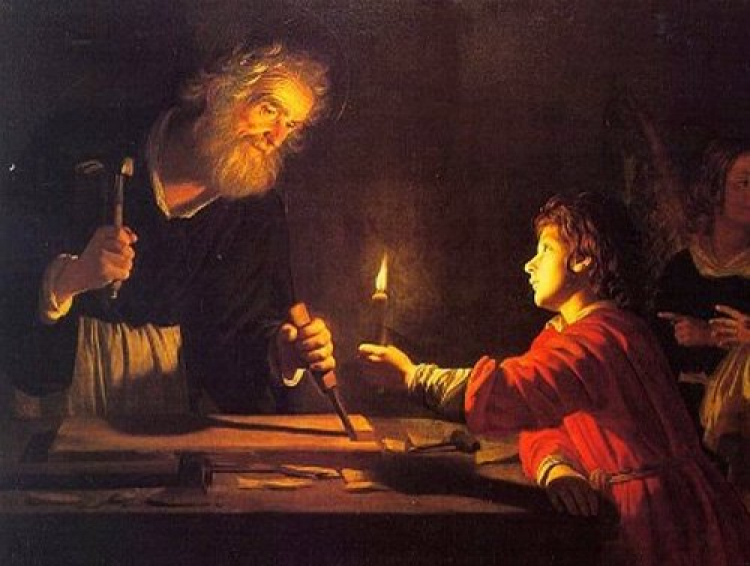 Obraz „Dzieciństwo Chrystusa” Gerarda Honthorsta. Źródło: domena publiczna