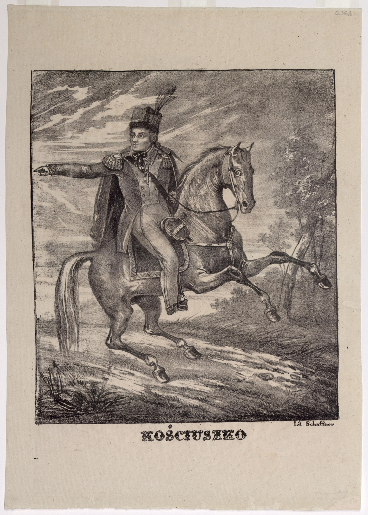 "Kościuszko", grafika z lat trzydziestych XIX wieku. Źrodło: Polona