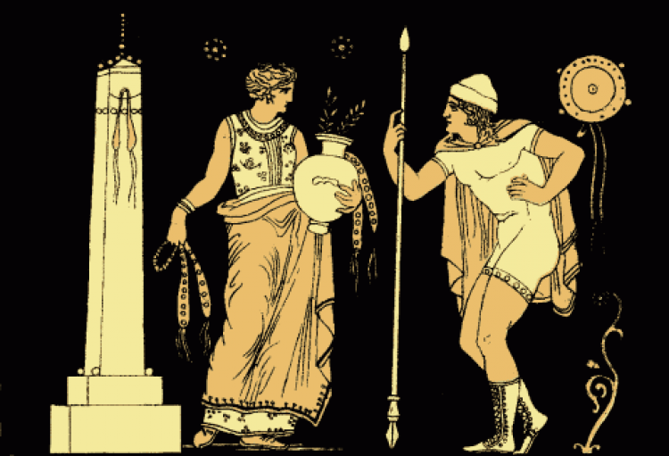 Elektra i Orestes. Grafika z 1897 roku. Źródło: Wikipedia.