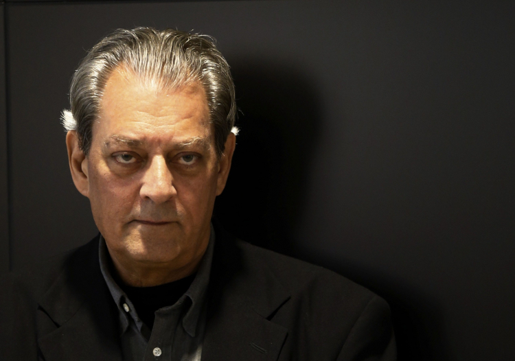 Paul Auster podczas prezentacji książki '4321' w Madrycie w 2017 r. Fot. PAP/EPA/J.P.Gandul