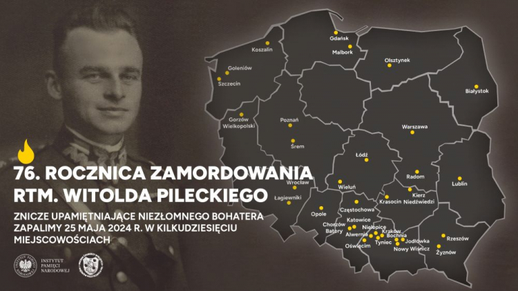 Znicze pamięci w 76. rocznicę śmierci rtm. Witolda Pileckiego. Źródło: IPN