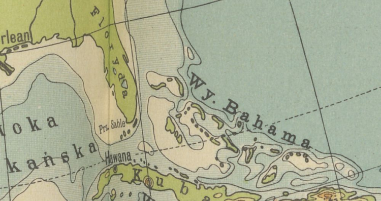 Bahamy w „Powszechnym atlasie geograficznym” Eugeniusza Romera. Źródło: CBN Polona