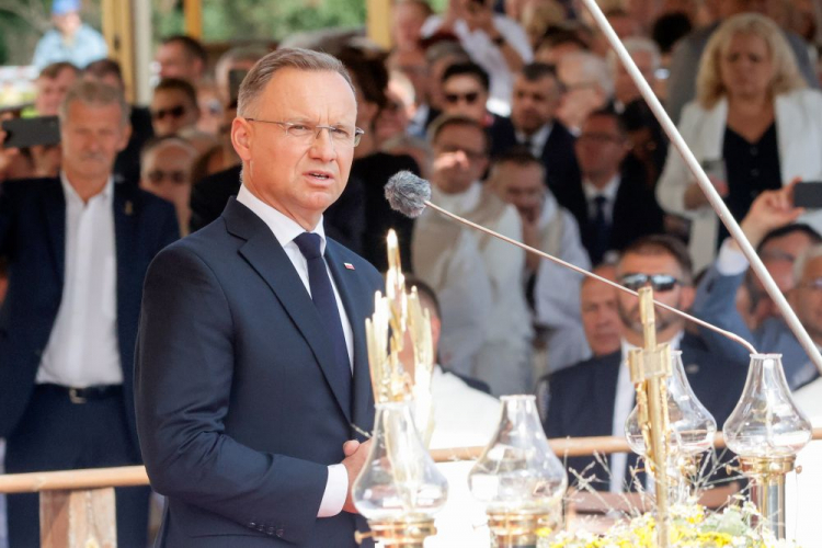 Prezydent Andrzej Duda podczas głównych uroczystości dożynkowych na Jasnej Górze. Częstochowa, 01.09.2024. Fot. PAP/W. Deska