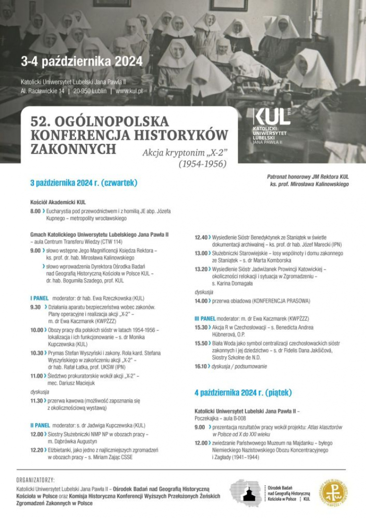 52. Ogólnopolska Konferencja Historyków Zakonnych na Katolickim Uniwersytecie Lubelskim