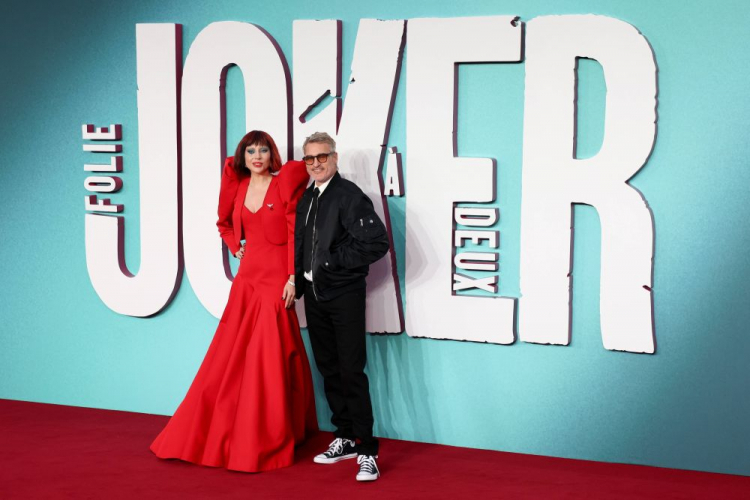 Lady Gaga i Joaquin Phoenix podczas brytyjskiej premiery filmu „Joker: Folie a Deux”. Fot. PAP/EPA