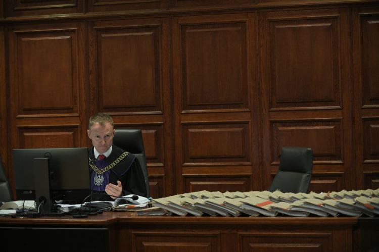 Sędzia Marcin Czerwiński na sali rozpraw Sądu Apelacyjnego podczas ponownego procesu w sprawie „prowokacji na Chłodnej”. Warszawa, 04.10.2024. Fot. PAP/M. Obara
