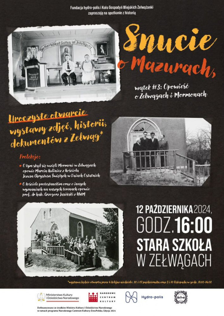 Otwarcie w Zełwągach wystawy o historii mazurskiej mormońskiej wsi w ramach projektu "Snucie opowieści"