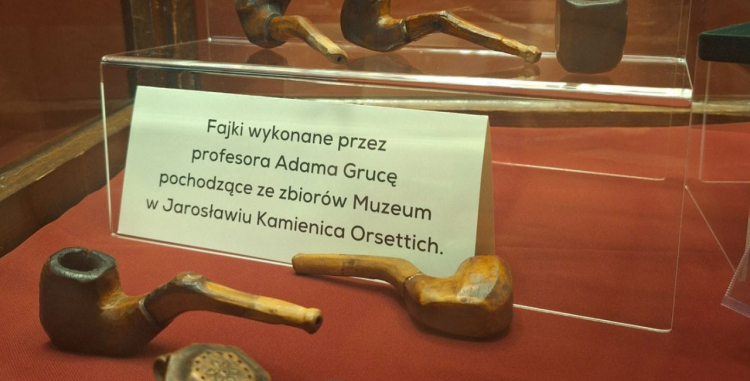 Fajki wykonane przez prof. Adama Grucę na wystawie w Muzeum w Jarosławiu, fot. Muzeum w Jarosławiu