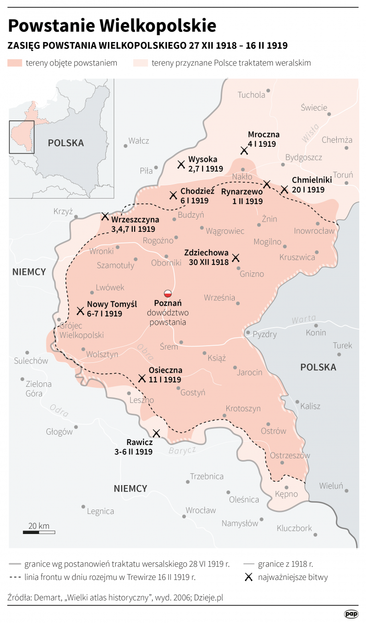 Powstanie Wielkopolskie, infografika: PAP
