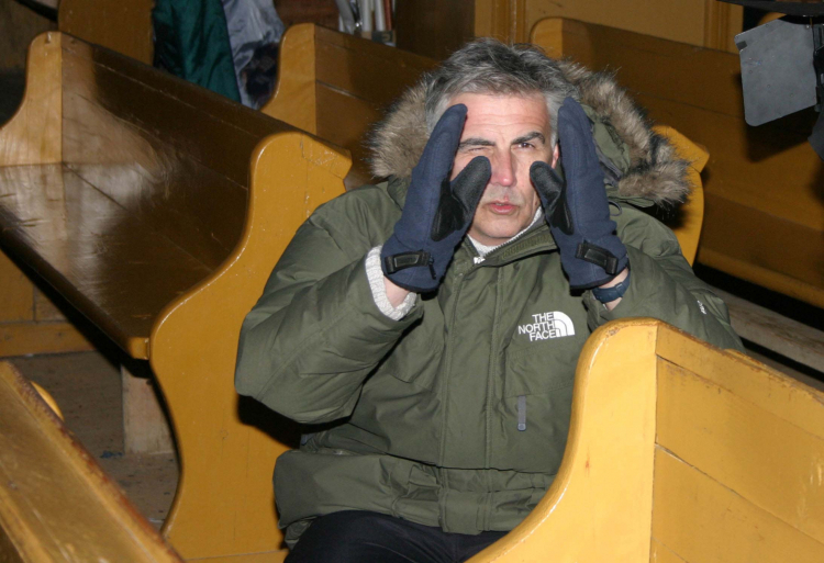 Reżyser Krzysztof Krauze podczas zdjęć do filmu o Nikiforze, 2004 r. PAP/Grzegorz Momot