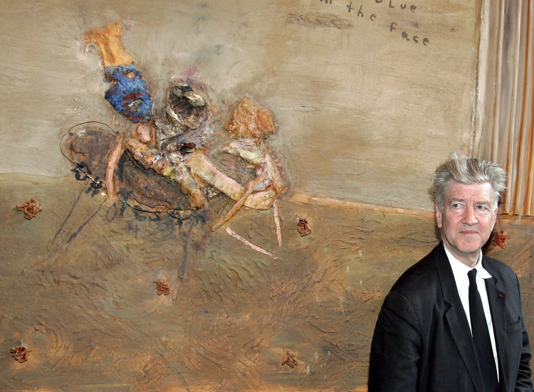 Amerykański reżyser David Lynch na otwarciu wystawy swoich prac artystycznych „Powietrze płonie” w ramach „La Triennale di Milano” w Mediolanie we Włoszech, 2007 r. PAP/EPA/Daniel Dal Zennaro
