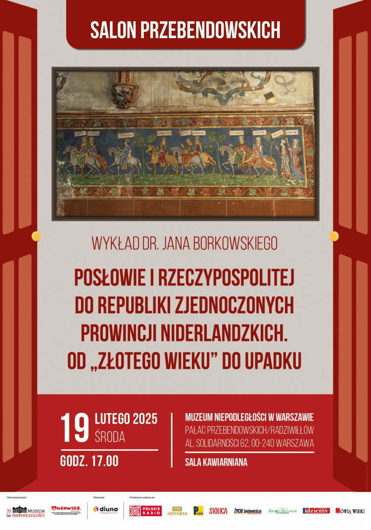 Plakat zapowiadający pierwsze spotkanie w ramach nowego cyklu Muzeum Niepodległości