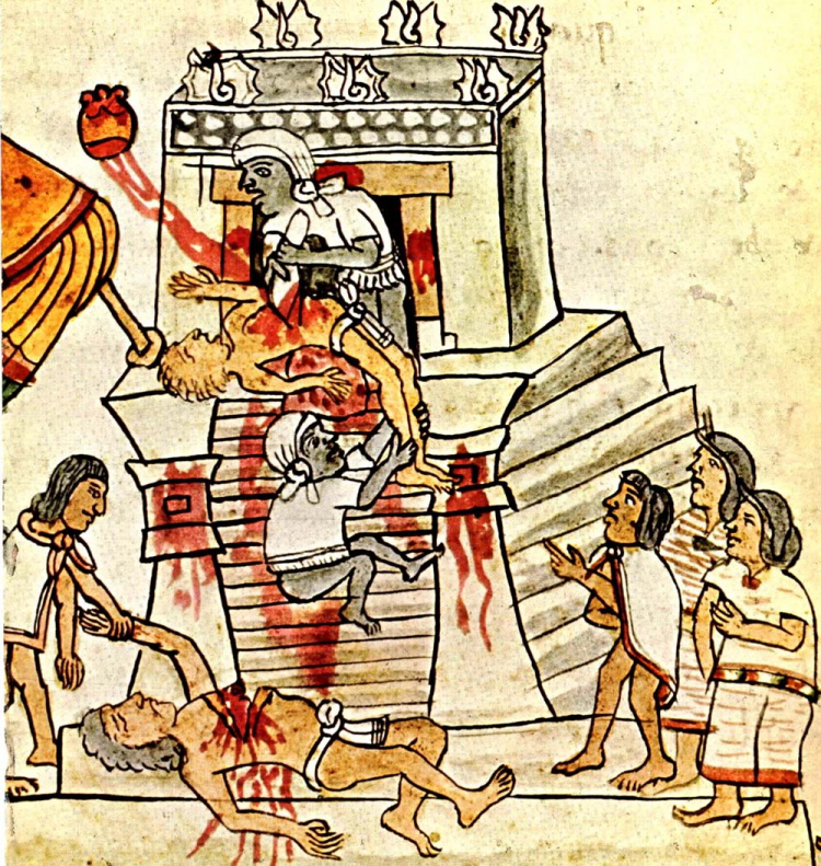 Azteckie ofiary z ludzi, Kodeks Mendoza /Źródło: Wikioedia