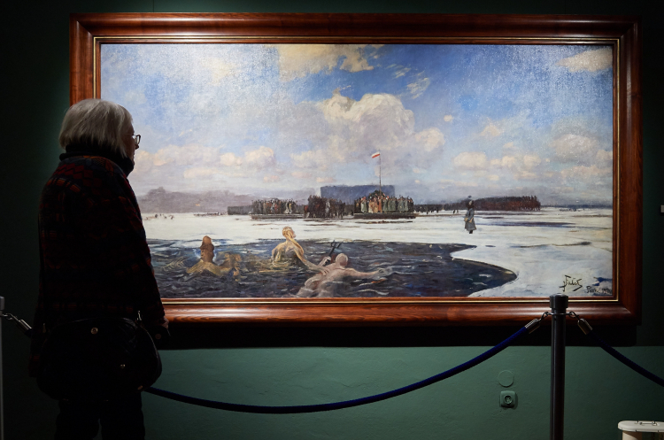 Gdańsk, 07.02.2017. Prezentacja obrazu "Zaślubiny Polski z morzem" Juliana Fałata. w Narodowym Muzeum Morskim w Gdańsku, 07.02.2017. PAP/Adam Warżawa