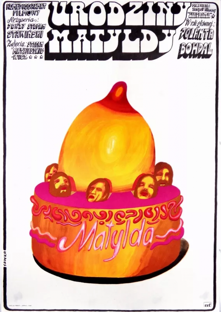 "Urodziny Matyldy" - plakat autorstwa Jana Sawki do filmu w reżyserii Jerzego Stefana Stawińskiego