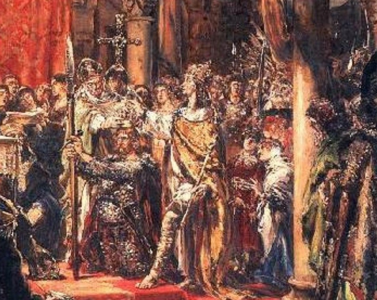 Jan Matejko, „Koronacja pierwszego króla Polski”, 1889 r. – fragment obrazu /MHP