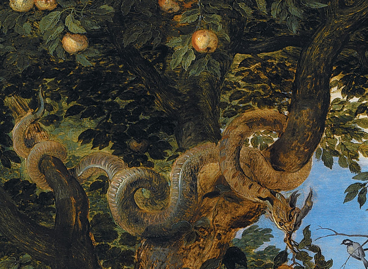 Fragment obrazu Jana Brueghela starszego i Petera Paula Rubensa, „Ogród Eden z upadkiem człowieka”. / ok. 1614, Mauritshuis, Haga /Źródło: en.wikipedia
