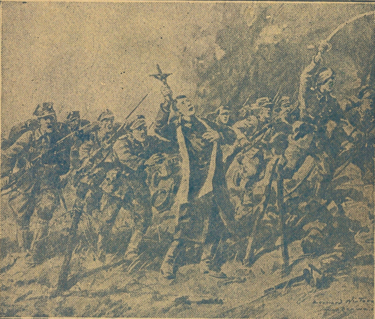 Rycina z wydawnictwa „Pamiętnik obchodu dziesięciolecia cudu nad Wisłą w niedzielę dn. 24 sierpnia 1930 r.” /Źródło: Polona