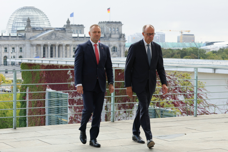 Kanclerz Niemiec Friedrich Merz i prezydent RP Karol Nawrocki w Berlinie. Fot. PAP/Paweł Supernak