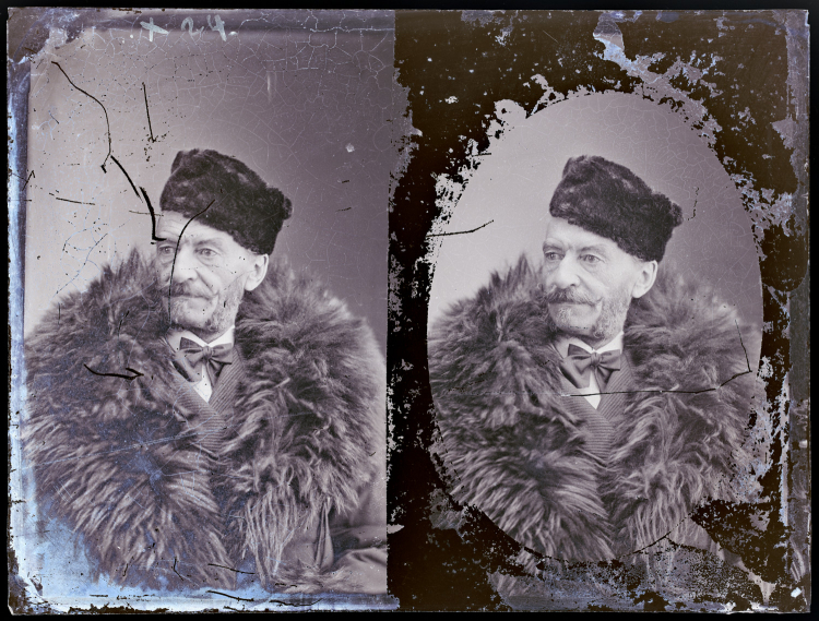Walery Rzewuski: Starszy mężczyzna w stroju zimowym, portret. Lata 80. XIX wieku. Fot. zbiory.mufo.krakow.pl