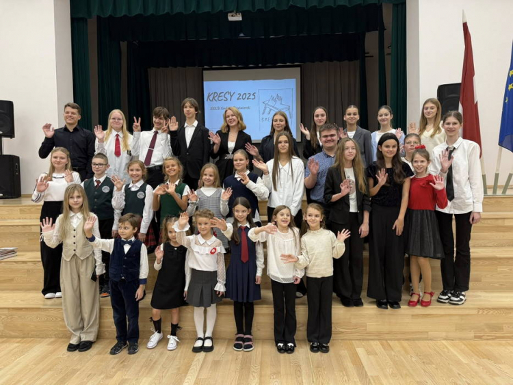 Uczestnicy eliminacji tegorocznego konkursu „Kresy” na Łotwie. Fot. Facebook/Rīgas Itas Kozakēvičas Poļu vidusskola/Anna Kietlińska 