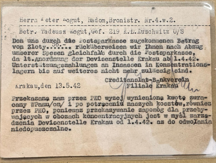 Dokumenty z kontrowersyjnej aukcji przekazane Fundacji Auschwitz-Birkenau