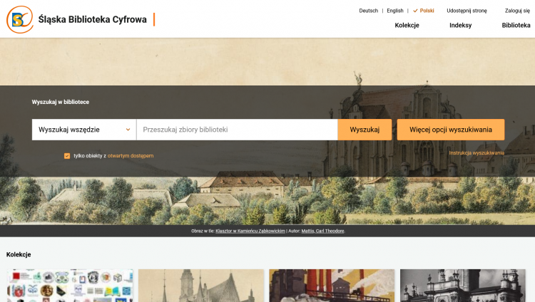 Witryna Śląskiej Biblioteki Cyfrowej. Fot. screen