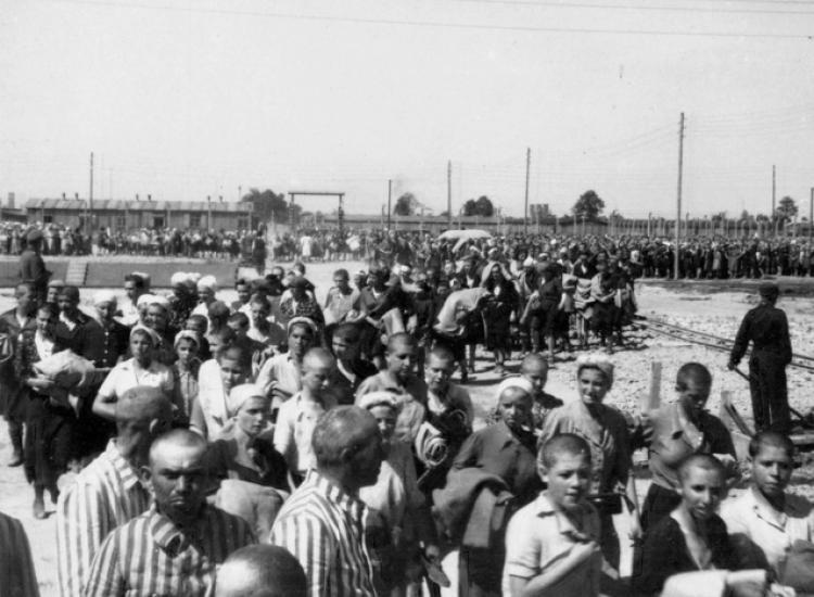 Więźniowie obozu zagłady Auschwitz-Birkenau, 1944 r. /Źródło: it.wikipedia