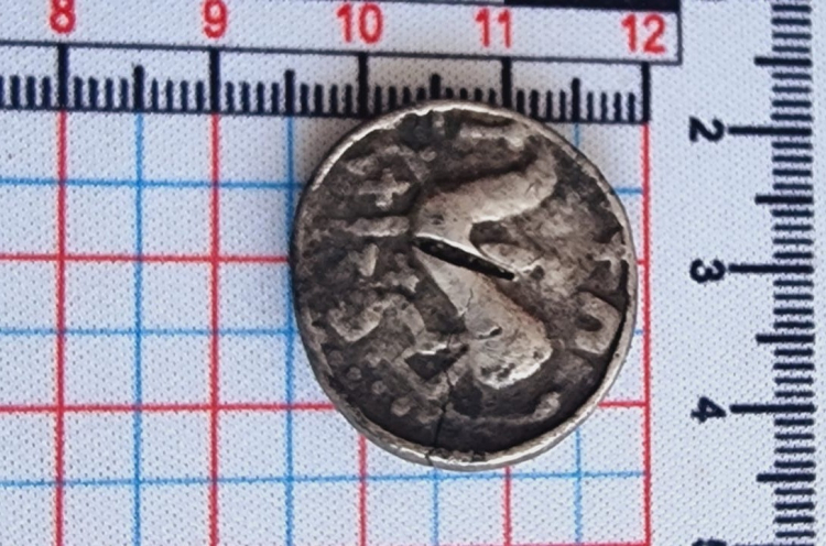Moneta znaleziona pod Kliszowem. Fot. Sebastian Grabowiec