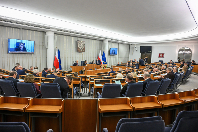 Sala obrad Senatu RP. Fot. PAP/Radek Pietruszka