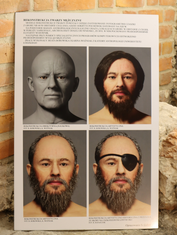 Chełm, bazylika pw. Narodzenia NMP, krypty, rekonstrukcja twarzy mężczyzny – elitarnego wojownika. Fot. archiwum Delegatury WUOZ w Chełmie, 2026 r.