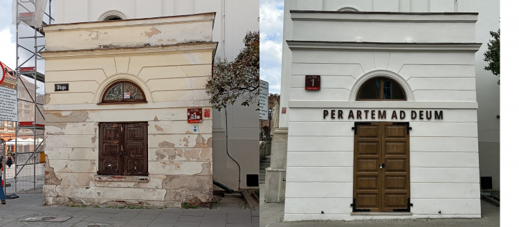 Budynek przy ul. Długiej 1 przed (z lewej) i po (z prawej) remoncie. Fot. Facebook/Mazowiecki Wojewódzki Konserwator Zabytków 