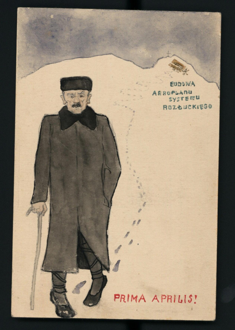Prima Aprilis! Budowa aeroplanu systemu Rozłuckiego./polona.pl