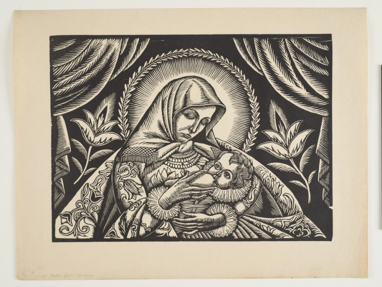 Władysław Skoczylas, Matka Boska Karmiąca - drzeworyt. Fot. MAW 