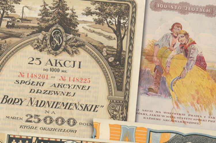 Certyfikaty akcyjne.  Fot. Stowarzyszenie Papierników Polskich