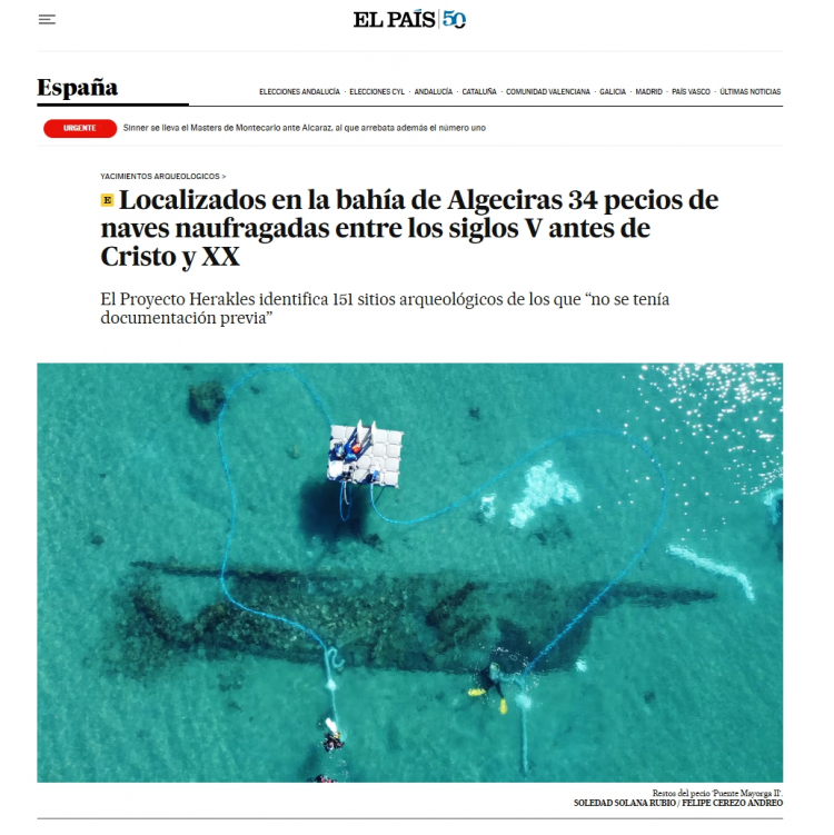 W Zatoce Algeciras znajduje się 34 wraki statków pochodzące z okresu od V wieku p.n.e. do XX wieku. Źródło: Elpais.com