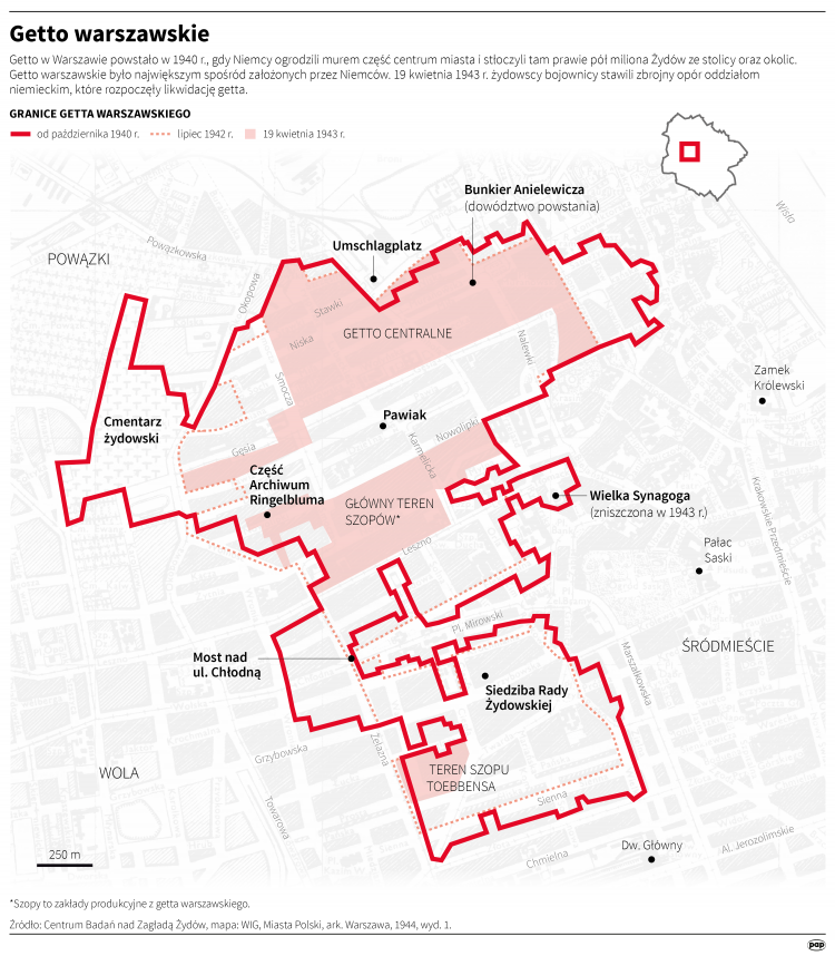Warszawskie getto. Infografika PAP/Michał Czernek