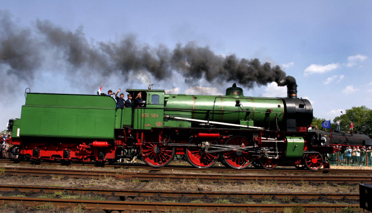 Parada parowozów z Polski, Niemiec, Czech, Węgier i Anglii uświetniła obchody setnej rocznicy istnienia parowozowni w Wolsztynie. Fot. PAP/Bogdan Borowiak